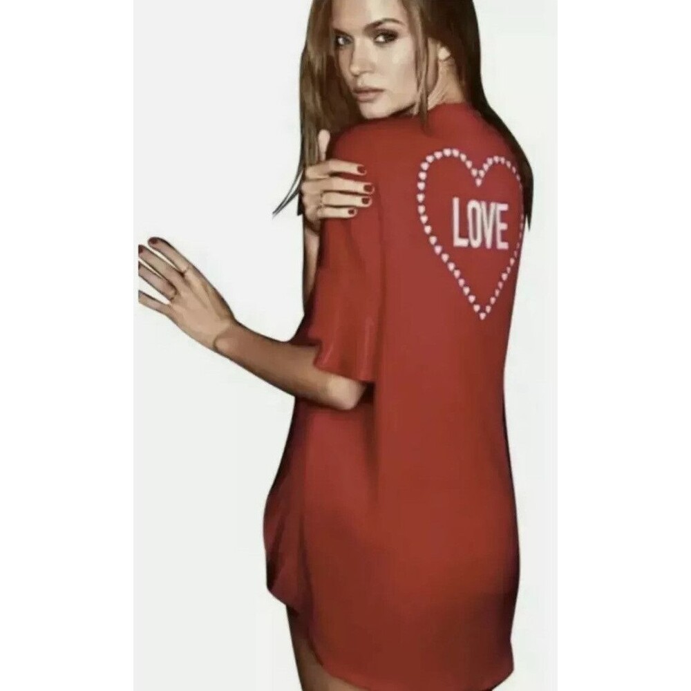Victoria's Secret Robe Red Heart Valentine Love Flounce Ruffle Lingerie Wrap OS